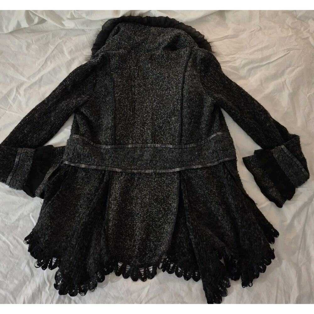💥 Dolce Cabo Size M Black Gray Wool Fur Jacket D1 - Picture 5 of 7